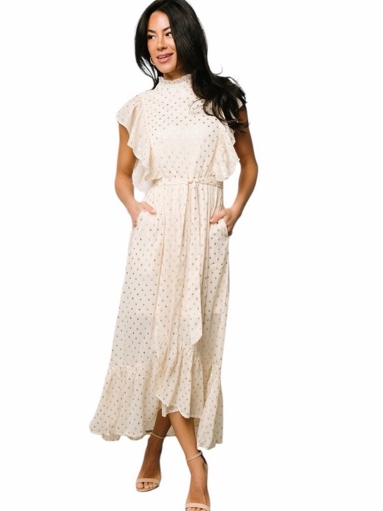 Baltic Born Dresses & Skirts - Baltic Born Jerika Midi Dress in Natural + Gold Large